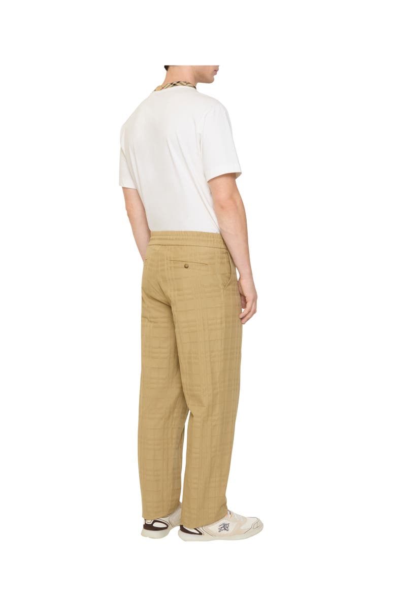 Burberry Textured Check Cotton Trousers, Alternate, color, Sandstorm Beige