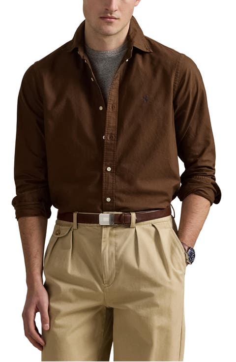 Solid Cotton Oxford Button-Down Shirt