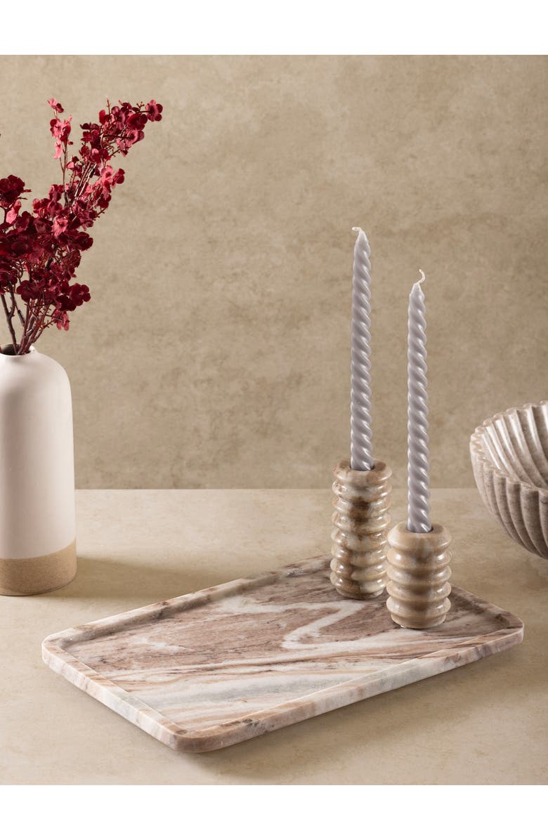 GAURI KOHLI Clover Beige Marble Tray, Alternate, color,