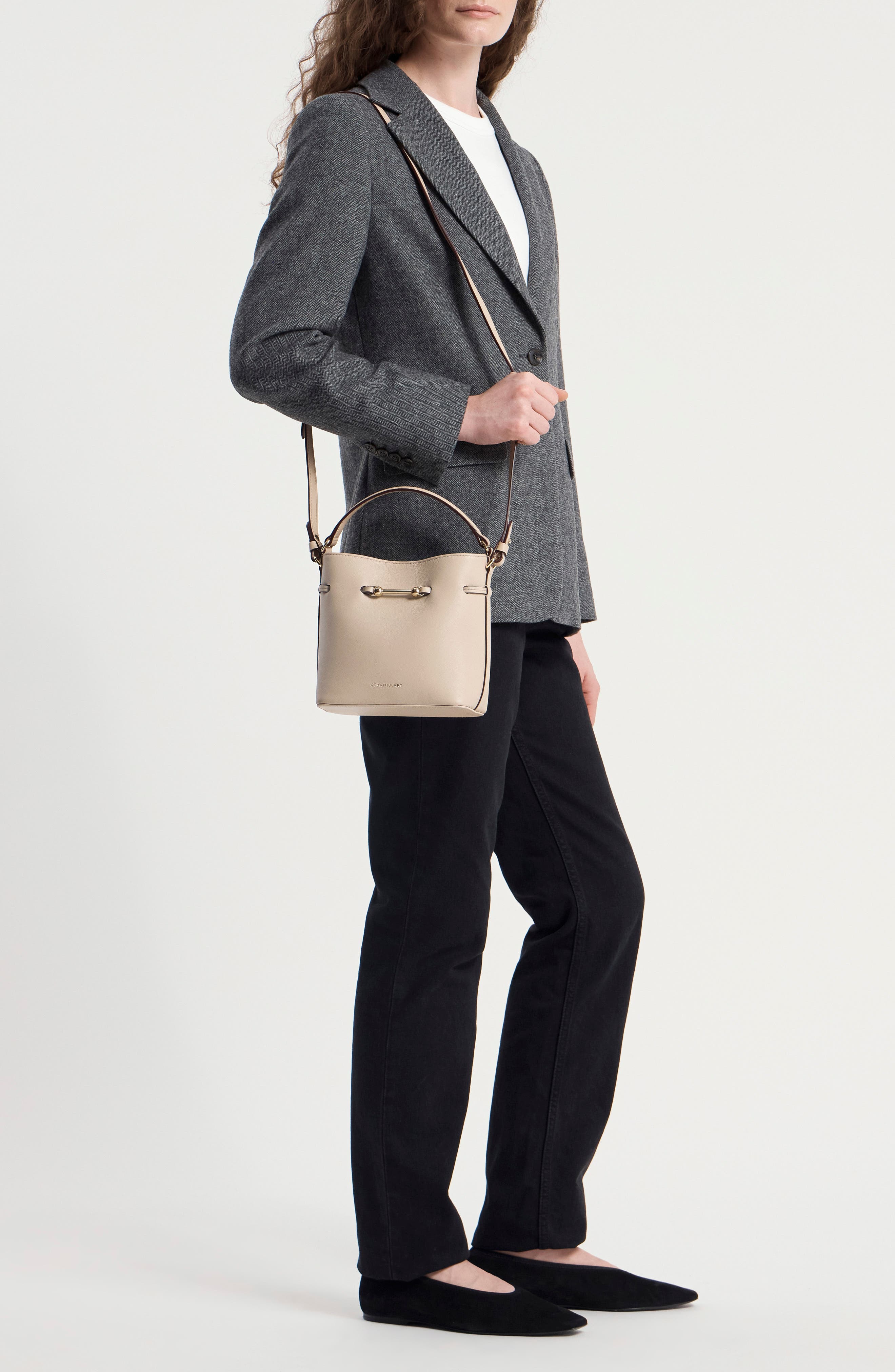 Mini Corda Leather Bucket Bag, Alternate, color, OAT