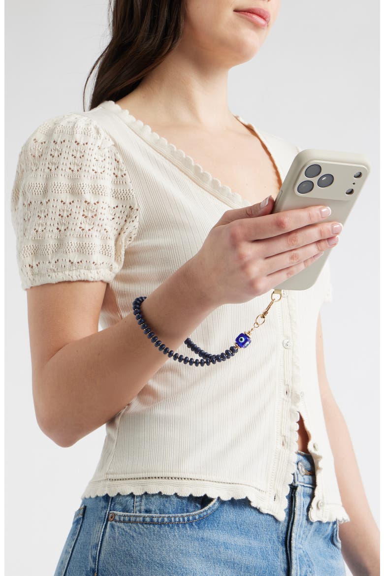 Evil Eye Beaded Phone Wrist Strap, Alternate, color, BLUE- GOLD
