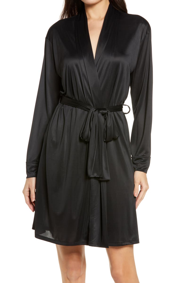 Natori Enchant Charmeuse Robe, Main, color, Black
