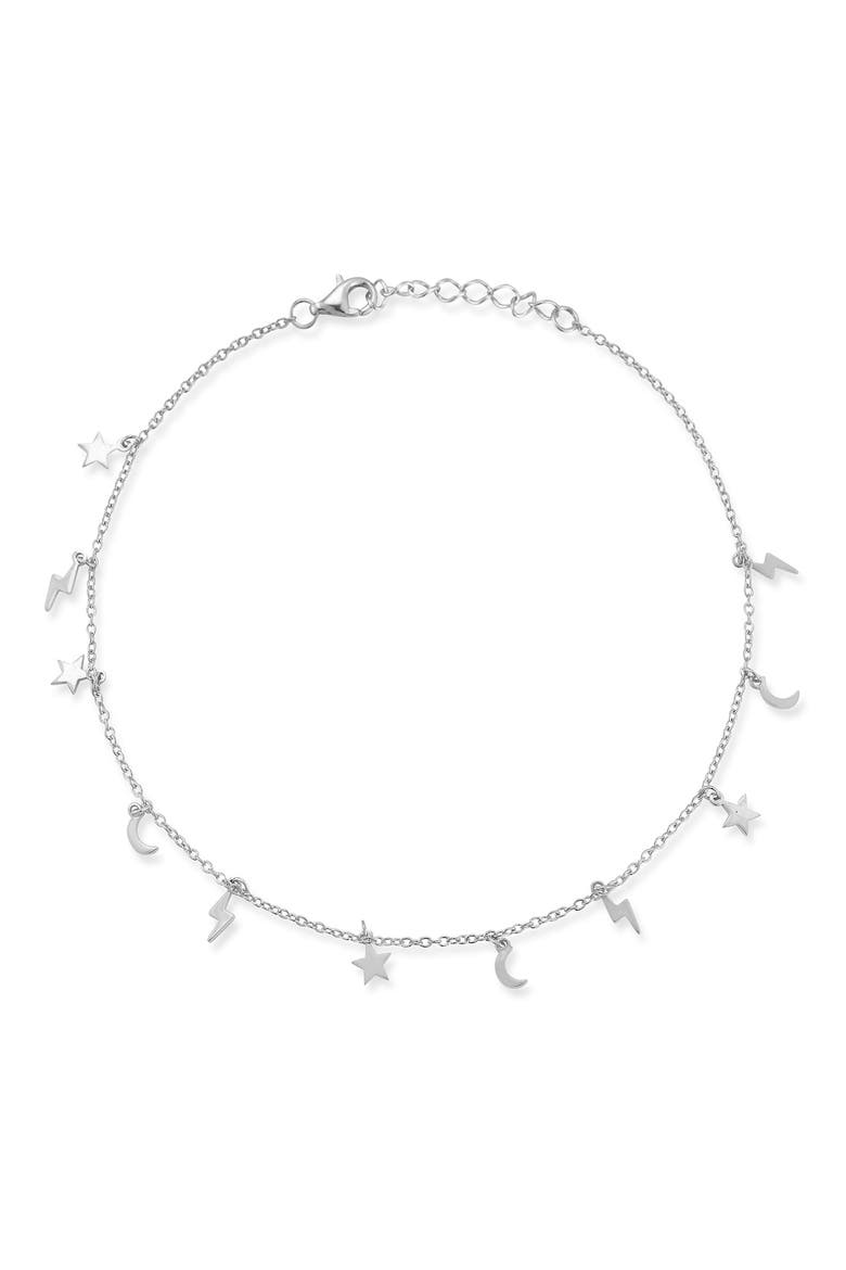 Celestial Charm Anklet, Main, color, SILVER