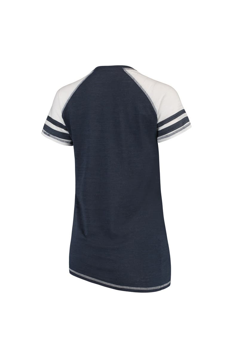 SOFT AS A GRAPE Women's Soft as a Grape Navy New York Yankees Color Block V-Neck T-Shirt, Alternate, color,