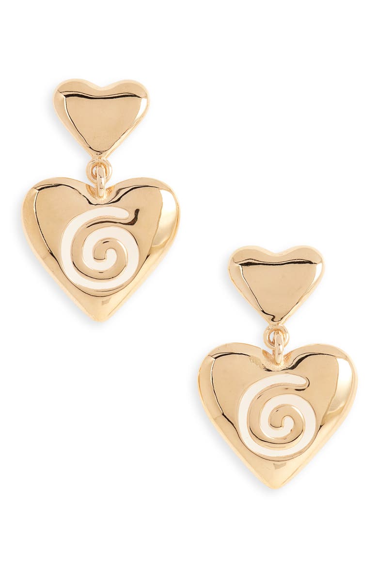 Swirl Heart Drop Earrings, Main, color, GOLD