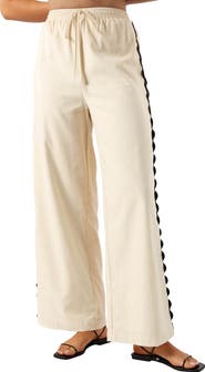 Petal & Pup Mollymook Rickrack Trim Cotton Wide Leg Pants