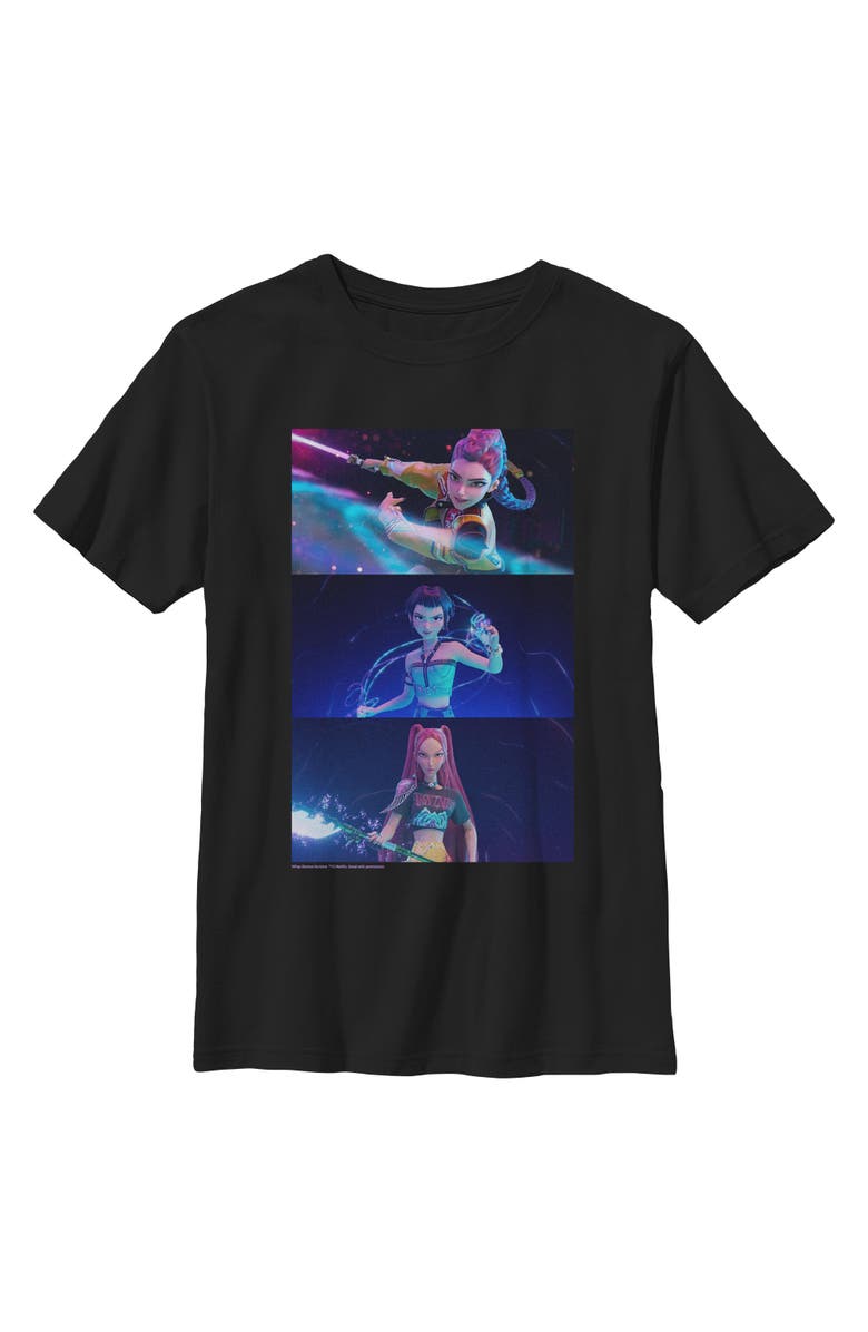 KPop Demon Hunters Boy's KPop Demon Hunters Group Shot Trio  Graphic T-Shirt, Main, color, Black