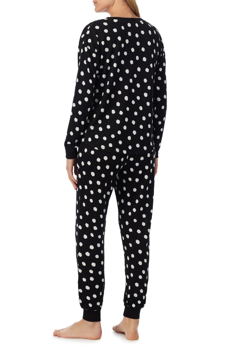 Kate Spade New York print henley pajamas, Alternate, color, Black Ivory Dot