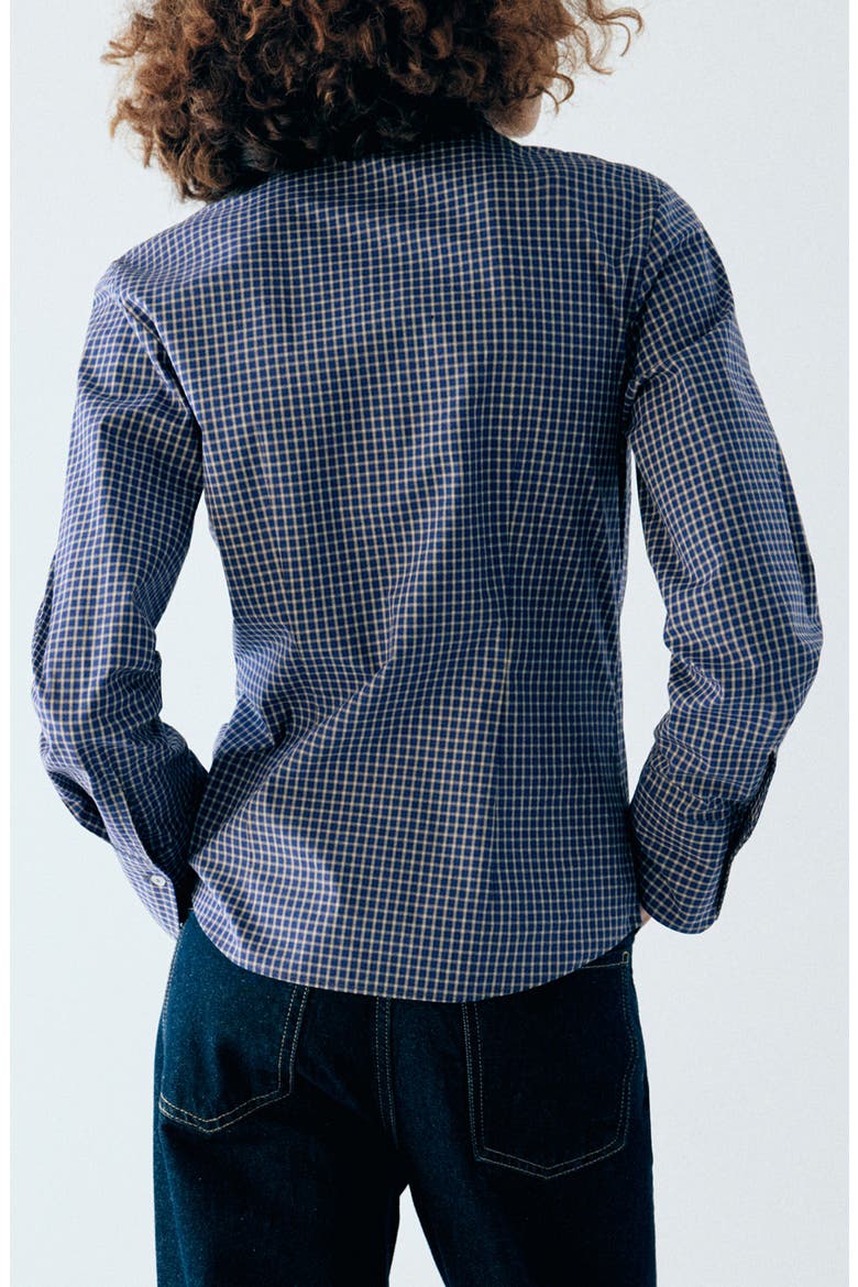 Stretch Cotton Button-Up Shirt, Alternate, color, NAVY