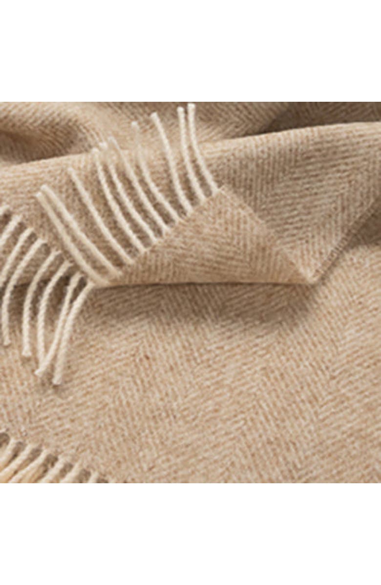 Prince of Scots Southampton Home Shetland Lambswool Herringbone Throw, Alternate, color, Linen