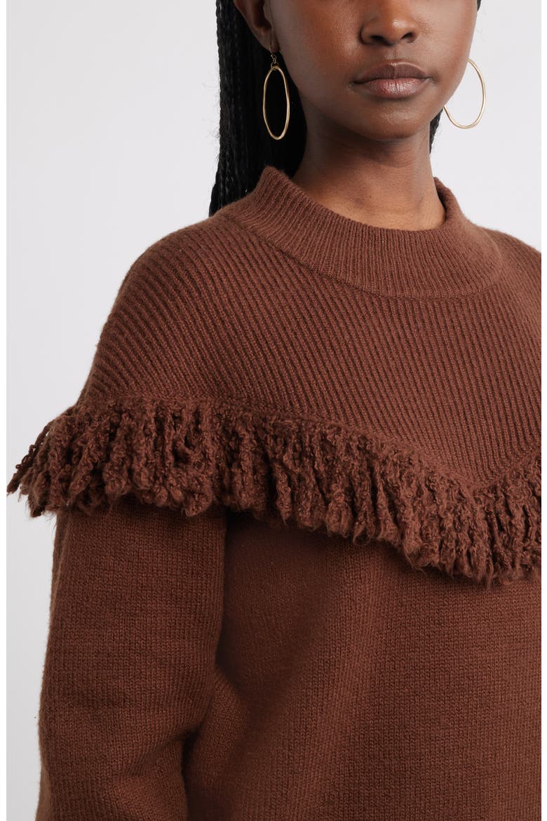 Novelty Fringe Sweater, Alternate, color, BROWN SOIL