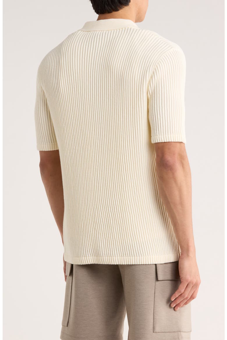 Ribbed Plissé Knit Button-Up Shirt, Alternate, color, IVORY