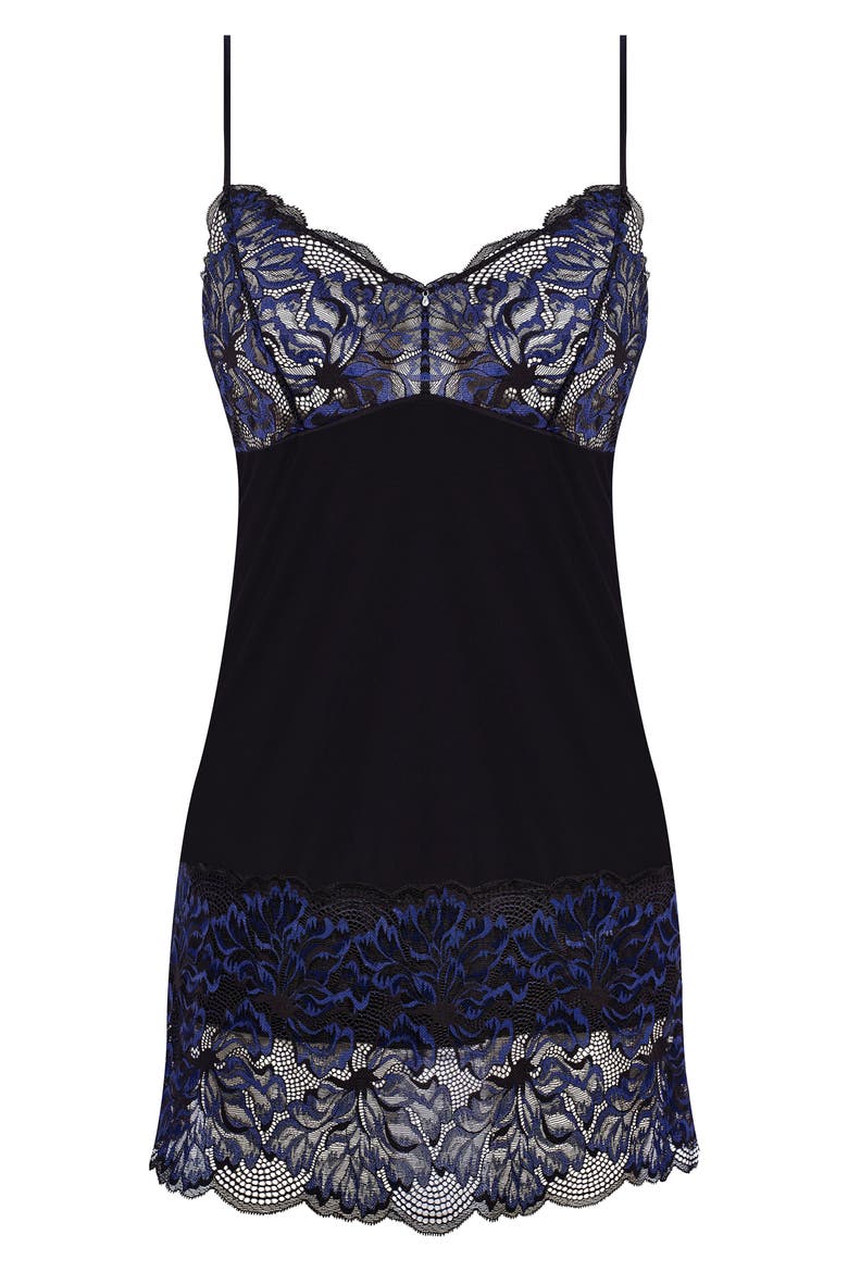 Emmaline V-Back Lace Chemise, Alternate, color, MIDNIGHT