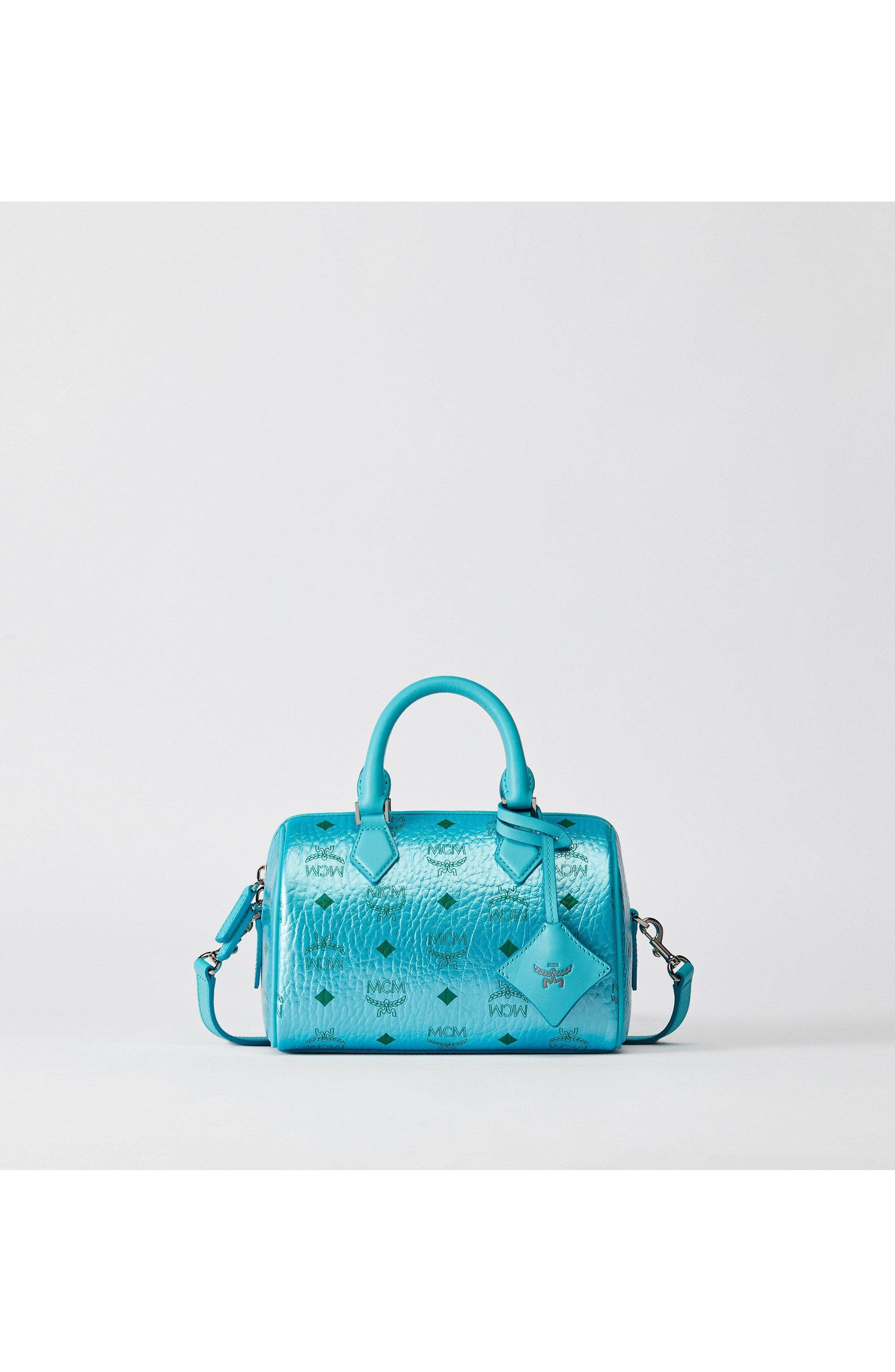 Ella Boston Bag in Visetos, Main, color, Blue Ceramic