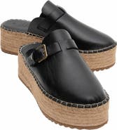Forever & Always Shoes Novas Leather Platform Espadrille Mule
