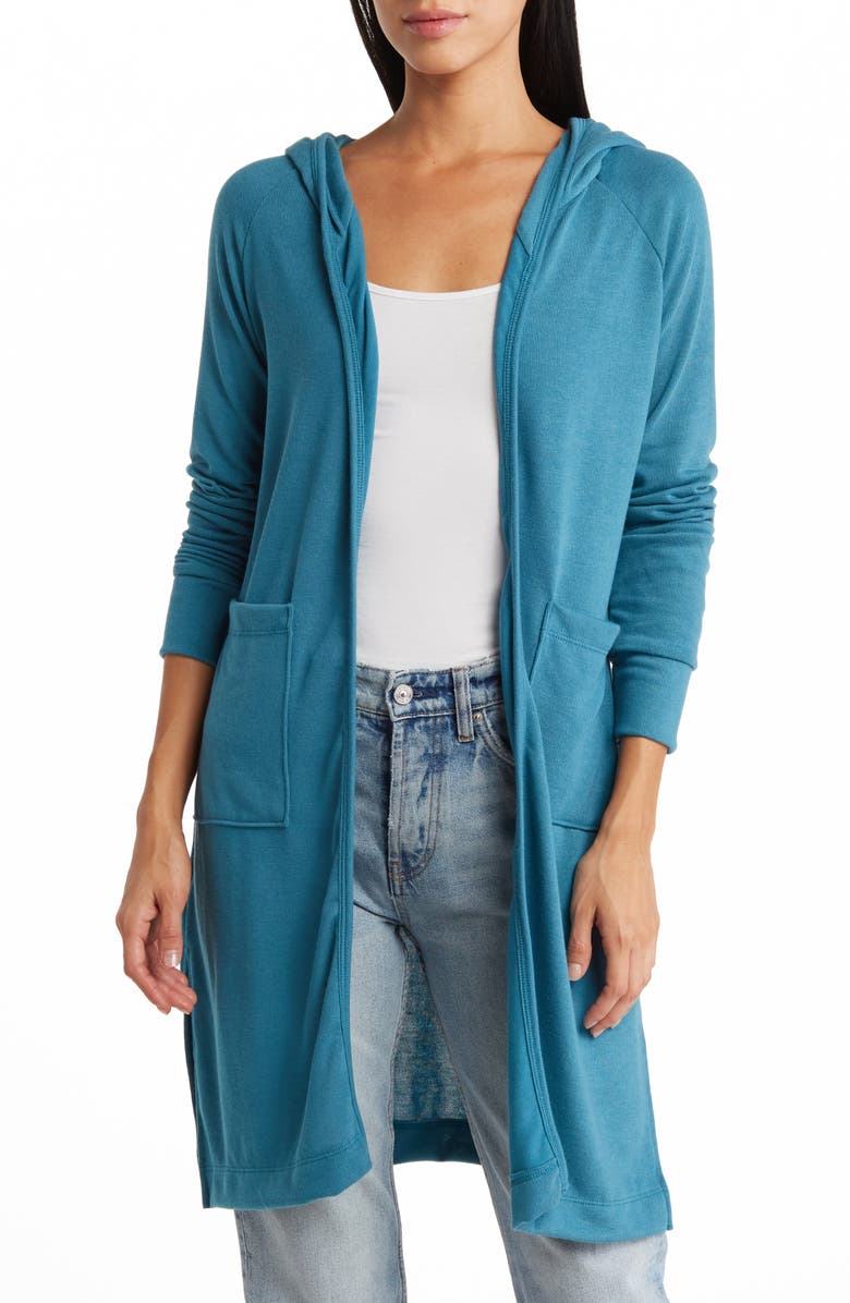 GO COUTURE Open Front Long Cardigan, Main, color, 