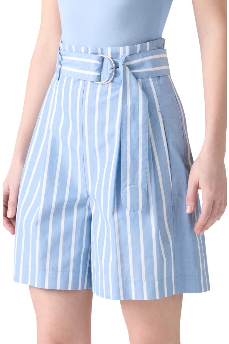 Fiorellina Belted Stripe Bermuda Shorts, Alternate, color, MEDIUM BLUE-CREAM