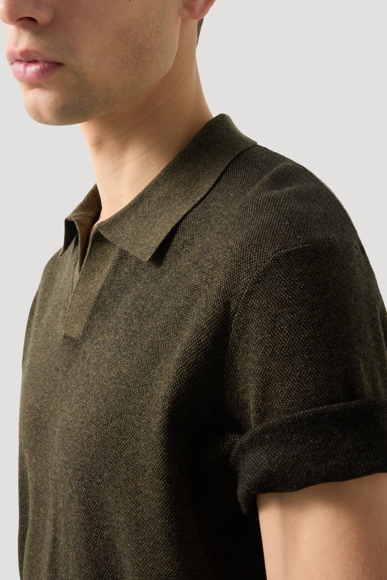 Lyon Knitted Polo Shirt, Alternate, color, Olive green