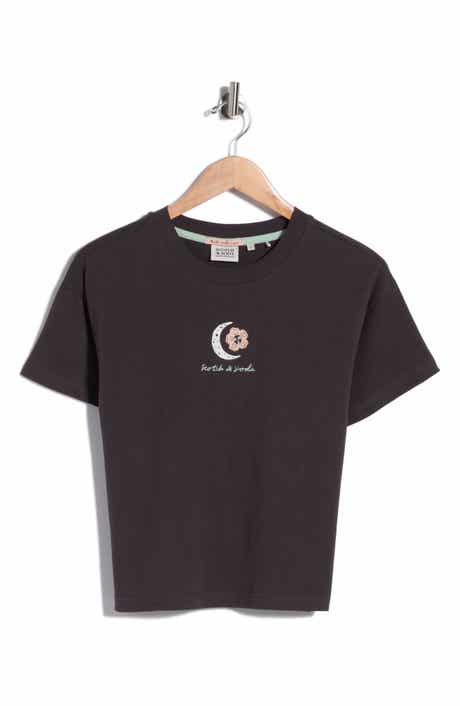 Scotch & Soda Dyed Boxy Crop Graphic T-Shirt