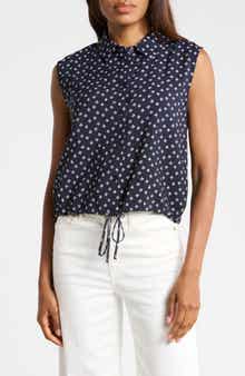 Floral Sleeveless Button-Up Top