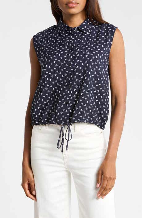 Floral Sleeveless Button-Up Top