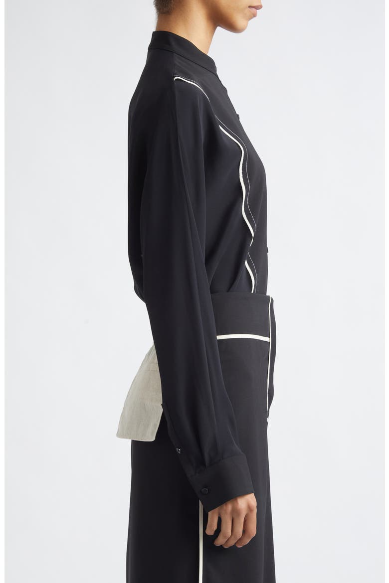 Eskil Outlined Bib Button-Up Shirt, Alternate, color, BLACK