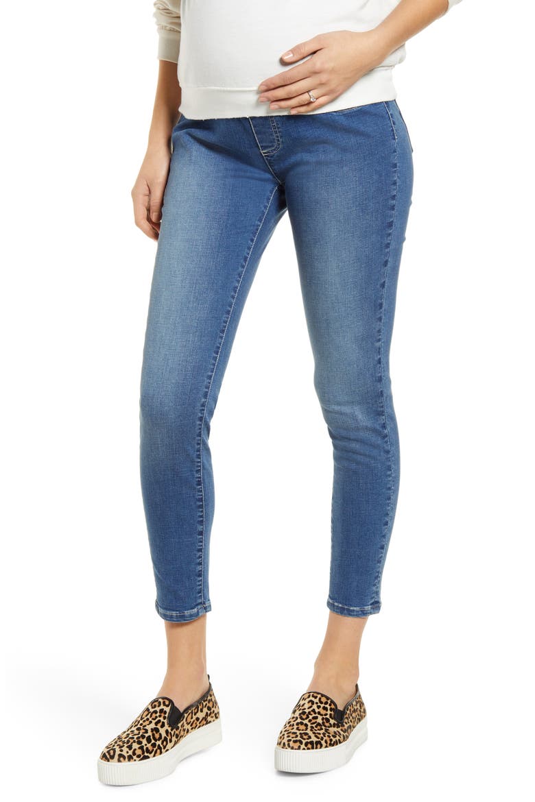 High Waist Crop Maternity Jeans, Main, color, DENIM BLUE