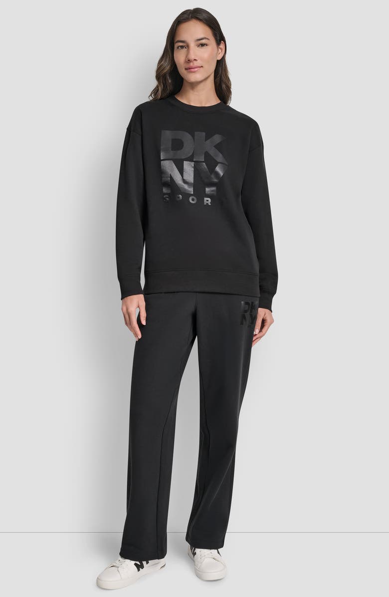 DKNY Stacked Logo Sweatshirt, Alternate, color, Black