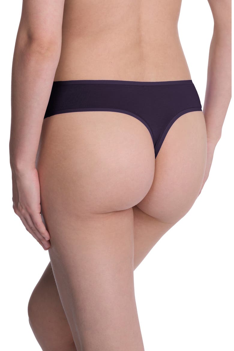 Bliss Bare Stretch Cotton Thong, Alternate, color, PURPLE DSK