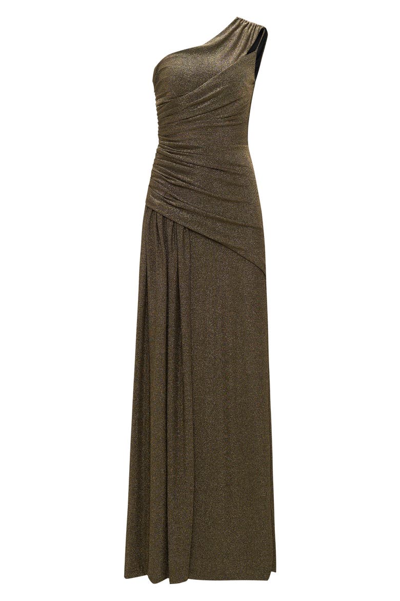 Rafael One Shoulder Gown, Alternate, color, GOLDEN BROWN