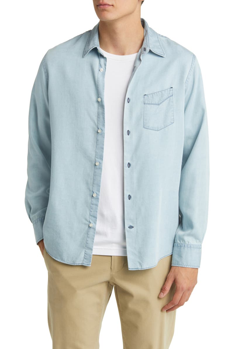 Officine Générale Benoit Lyocell Button-Up Shirt, Main, color, 