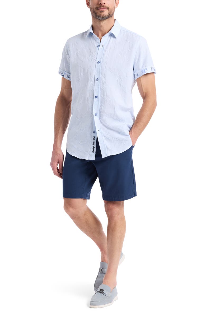 Robert Graham Brackenbury Short Sleeve Cotton Button-Up Shirt, Alternate, color, Blue