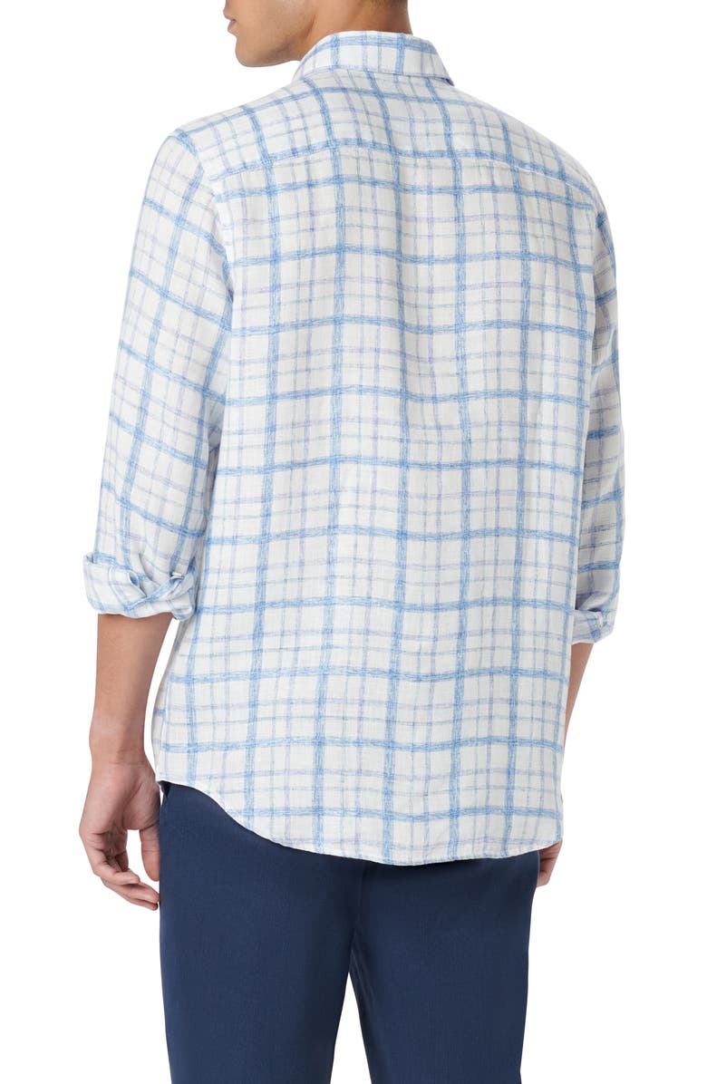 Bugatchi Julian OoohCotton<sup>®</sup> Linen Button-Up Shirt, Alternate, color, Classic Blue