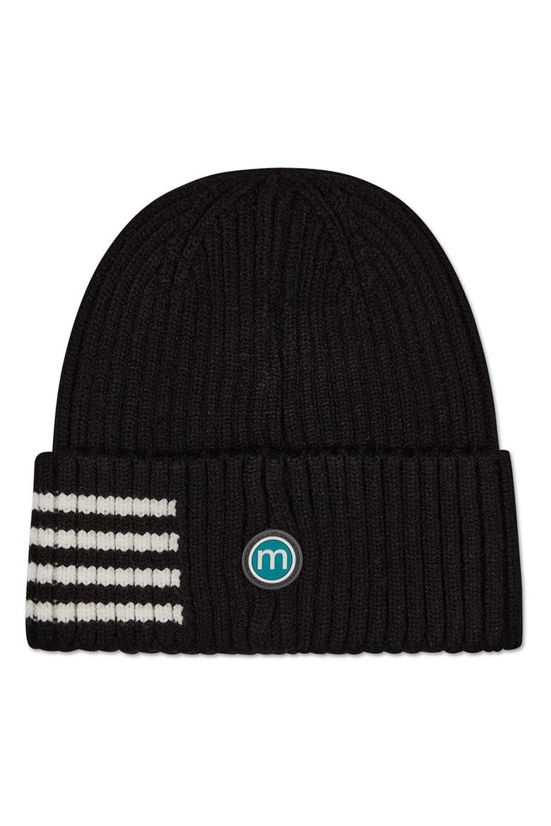 Stripe Ribbed Knit Beanie, Main, color, Black