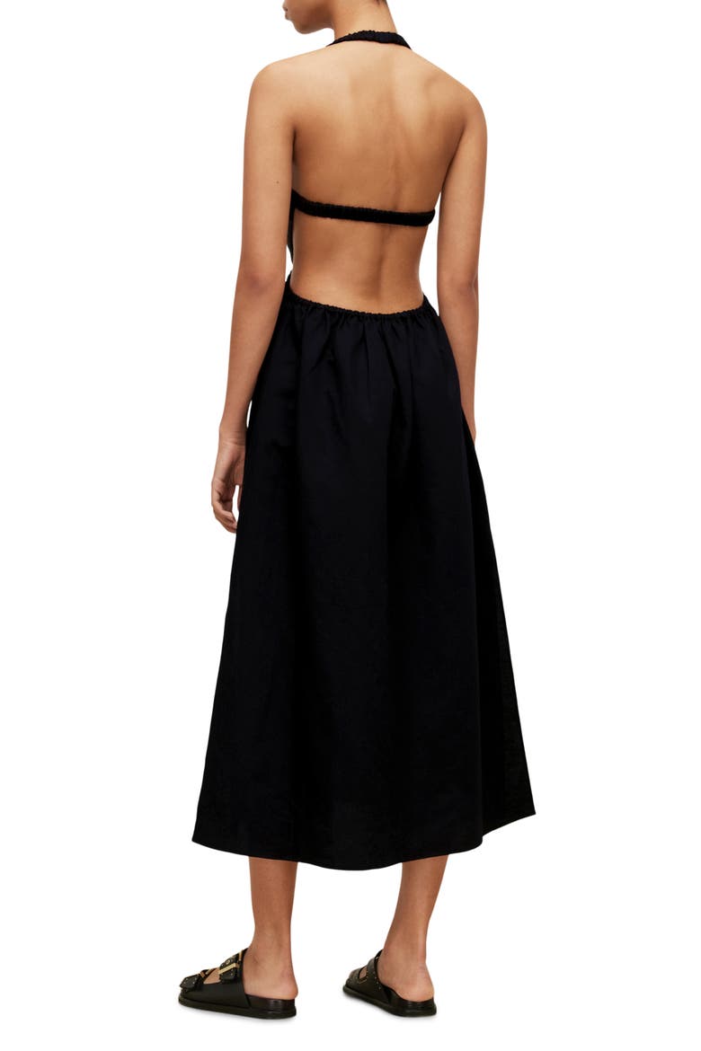 Ludo Linen & Cotton Halter Dress, Alternate, color, BLACK