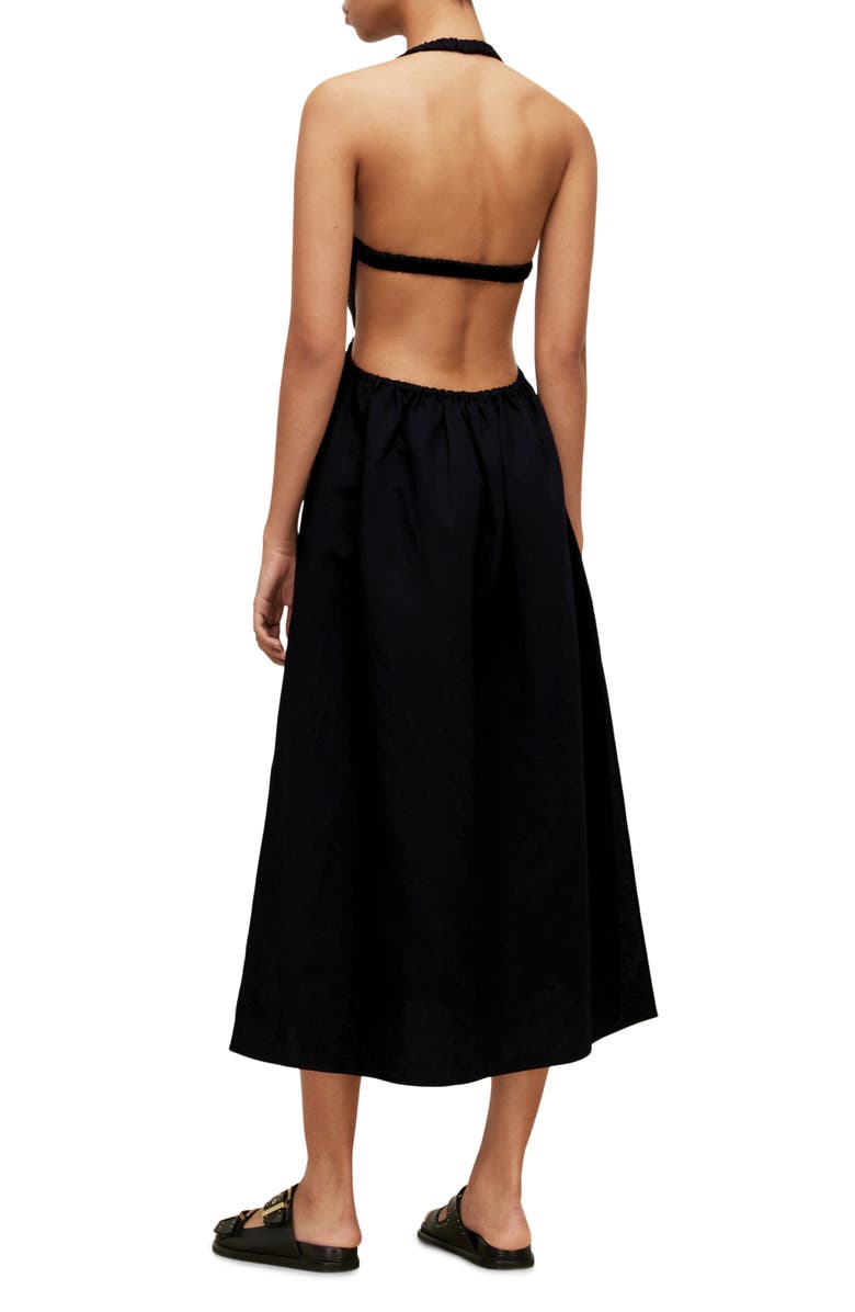 AllSaints Ludo Linen & Cotton Halter Dress, Alternate, color,