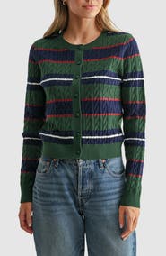 All in Favor Striped Cable Knit Cardigan