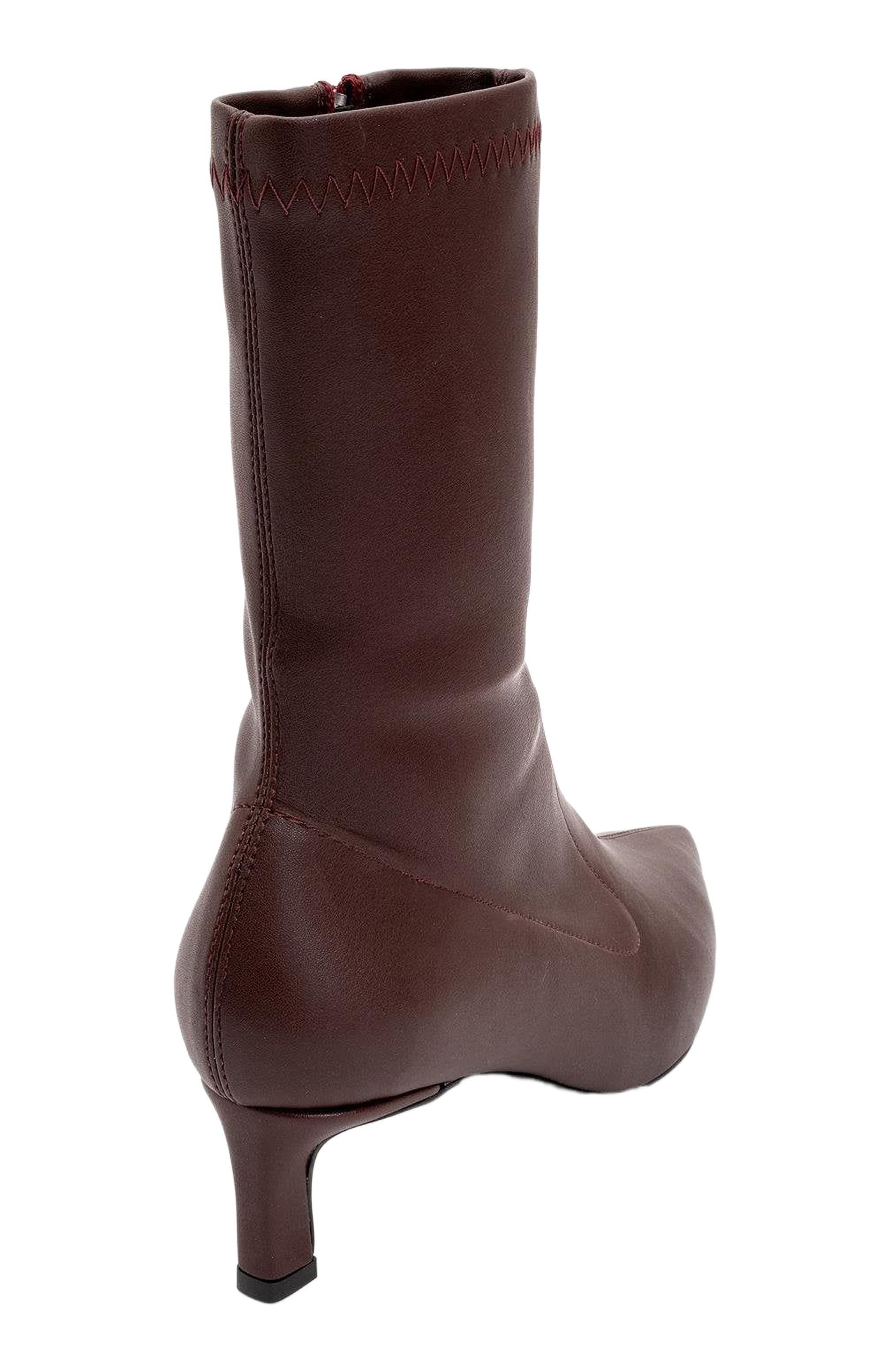 Prologue Shoes Lewin Pointed Toe Stiletto Boot, Alternate, color, Burgundy Faux Leather