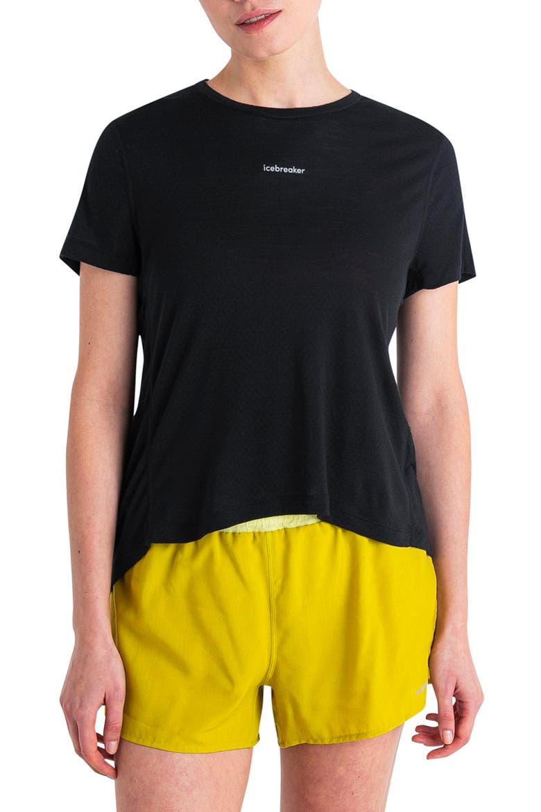 Lyocell & Merino 125 Cool-Lite Speed Split Back T-Shirt, Main, color, BLACK