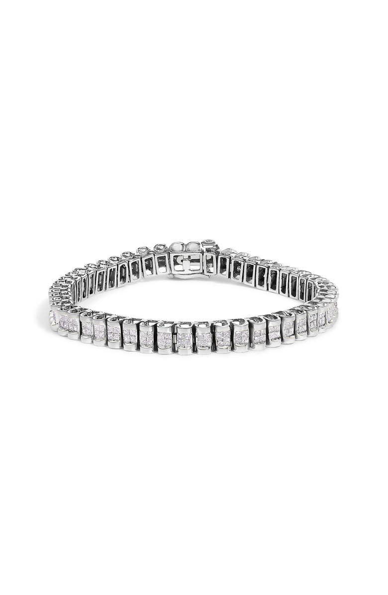 Haus of Brilliance 14K Gold 3.0 Cttw Princess Cut Quad Invisible Set Tennis Bracelet, Main, color, White