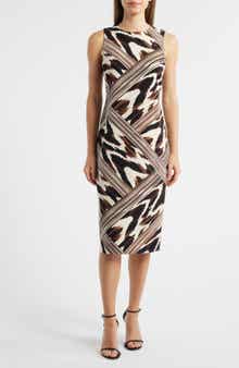 Print Sleeveless Midi Dress
