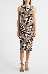 Anne Klein Print Sleeveless Midi Dress