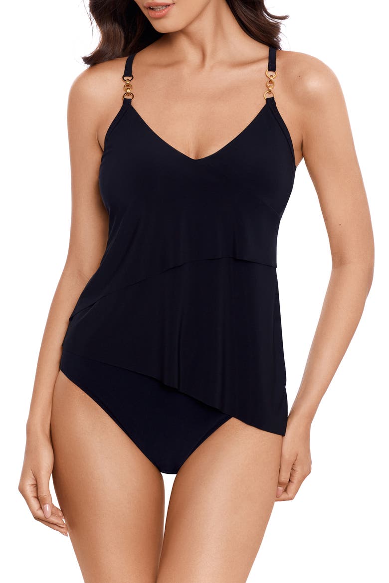 Chain Link Eliza Tankini Top, Alternate, color, BLACK