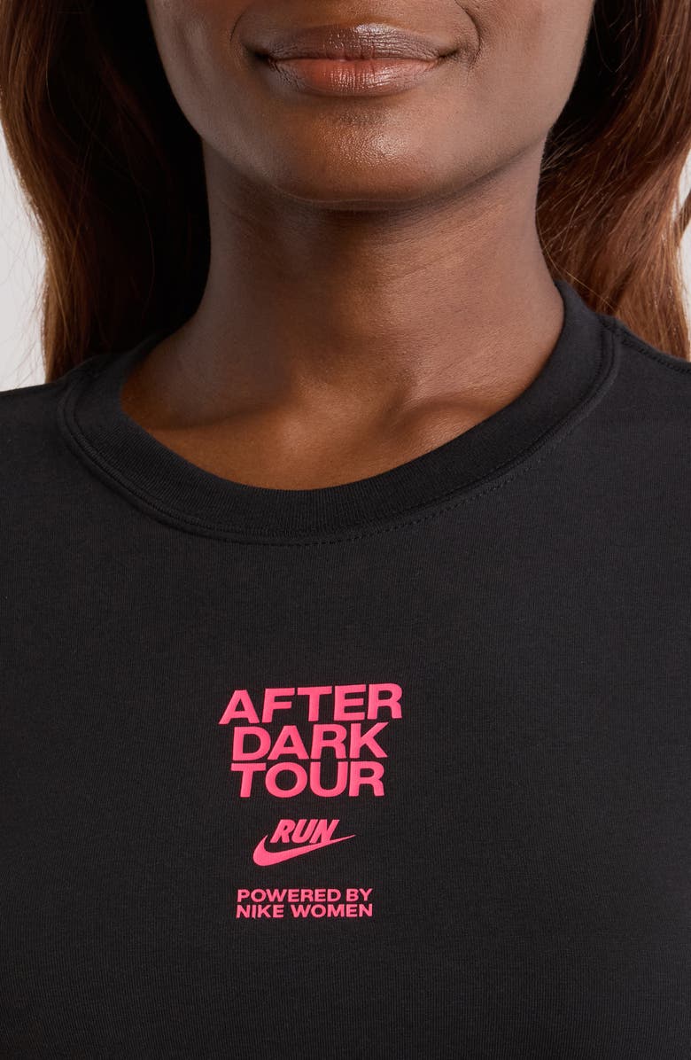 Nike After Dark Tour Slim Cropped T-Shirt, Alternate, color, Black