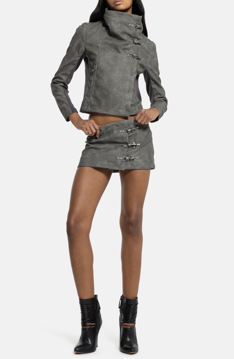 JADED LONDON Faux Leather Miniskirt, Alternate, color, Grey