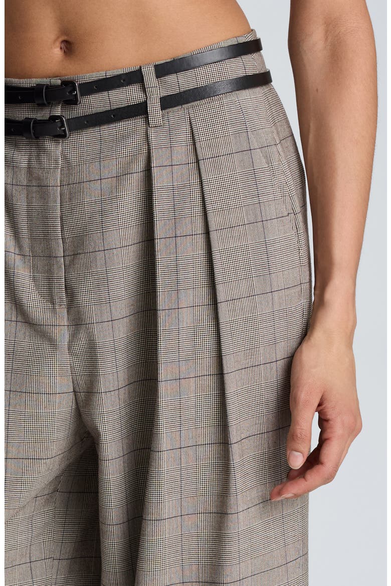 High Waist Double Belt Wide Leg Pleated Trousers, Alternate, color, SAFARI TAN MLT