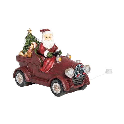 Transpac Multicolor Light Up Musical Santa Wagon Decorative Resin Figurine In Multi