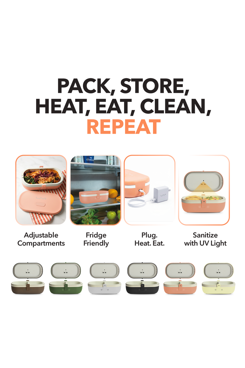 Self-Heating Lunch Box With USB-C Cord and UV Light Sanitizer, Alternate, color, Salmon