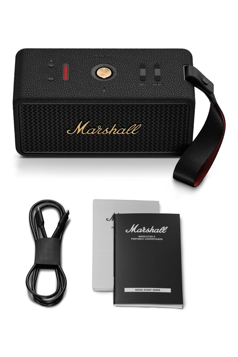Middleton II Portable Bluetooth® Speaker, Alternate, color, BLACK AND BRASS