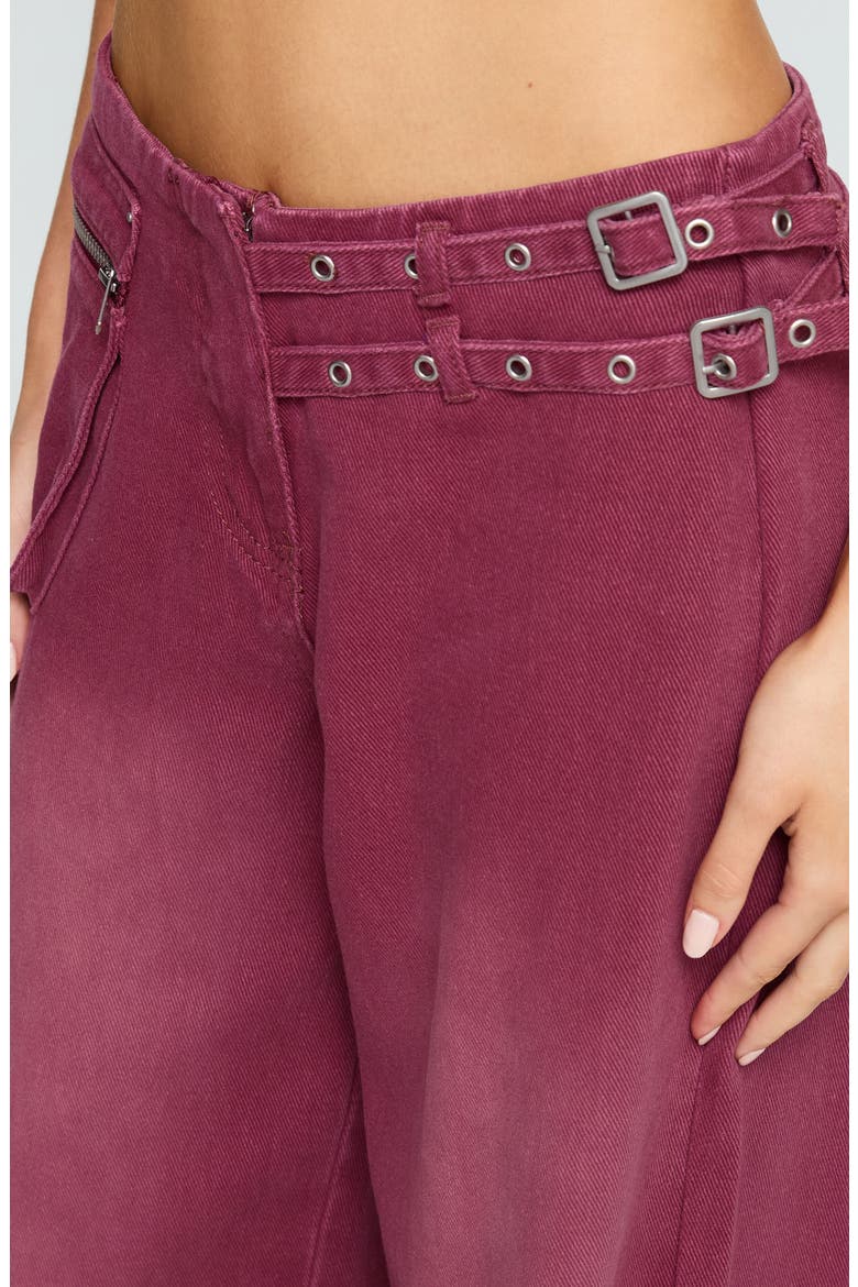 Paltrow Low Rise Wide Leg Cargo Jeans, Alternate, color, WASHED BURGUNDY